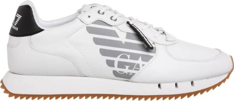 EA7 Emporio Armani Sneakers van leermix met labelprint model 'Basic Runner Eagle'