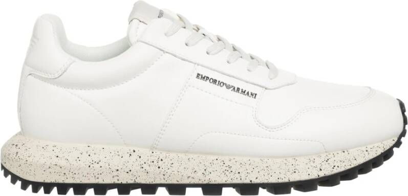 Emporio Armani Leren Vetersluiting Sneakers White Heren