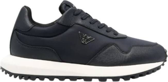 Emporio Armani Sneakers met logo-applicatie en panelen Black Heren