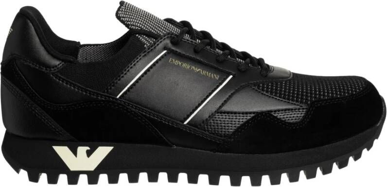 Emporio Armani Zwarte Sock-Sneaker met Contrasterende Logo-inzetstukken Black Heren