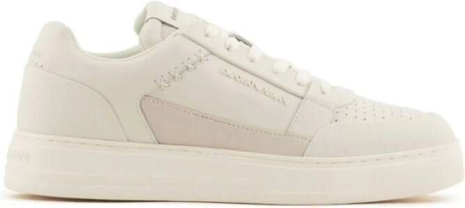 Emporio Armani Witte Suede Sneaker White Heren