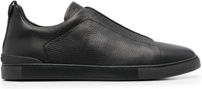 Ermenegildo Zegna Leren sneakers met driedubbele stiksels Black Heren