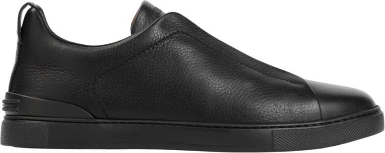 Ermenegildo Zegna Zwarte Hertenleren Instap Sneakers Black Heren