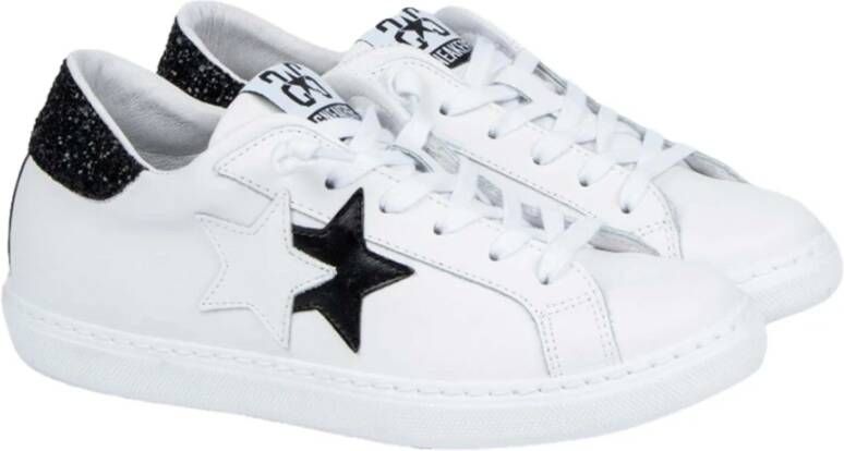 2Star Witte en zwarte pailletten sneakers White Dames