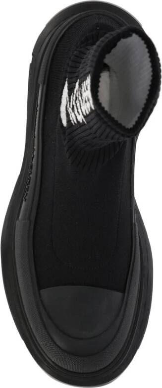 alexander mcqueen Logo-Print Sock-Style Laarzen Black Dames