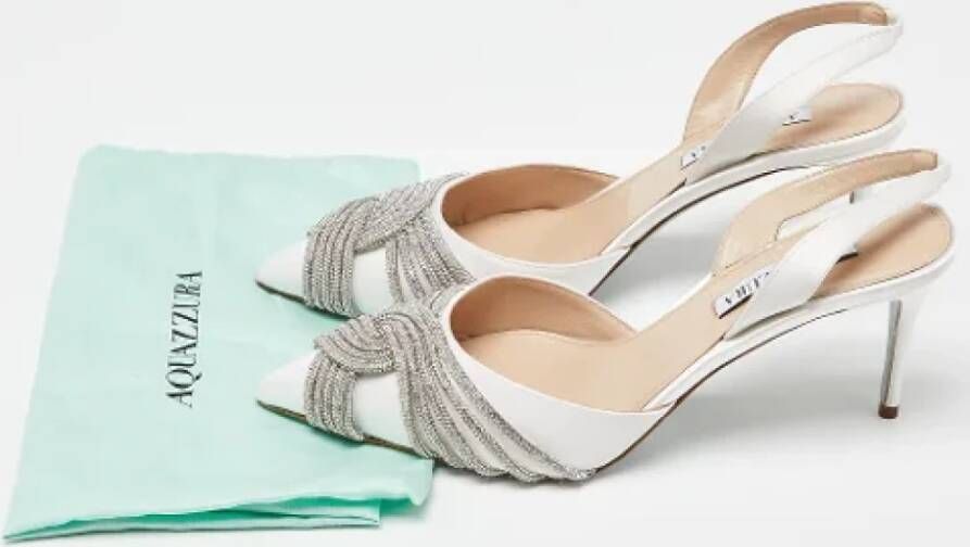 Aquazzura Pre-owned Satin heels White Dames