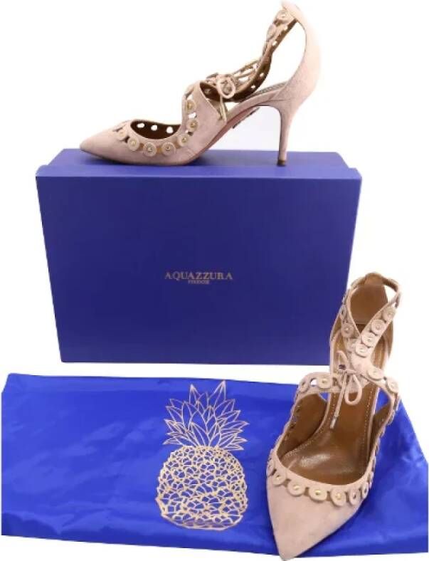 Aquazzura Pre-owned Suede heels Pink Dames