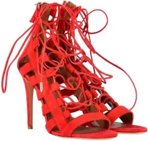Aquazzura Pre-owned Suede heels Red Dames