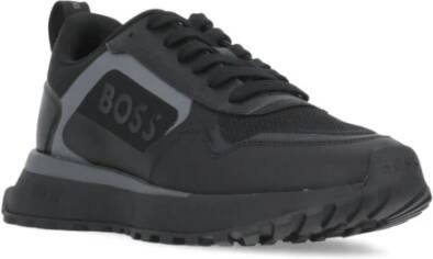 Boss Black Zwarte Tech Fabric Sneakers Ronde Neus Black Heren