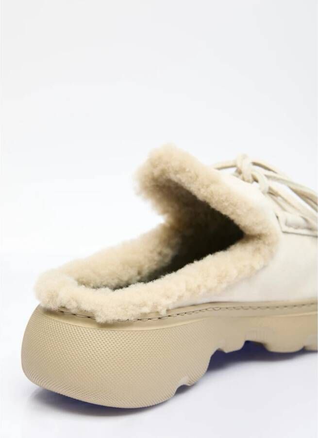 Burberry Shearling Stony Mules Beige Dames