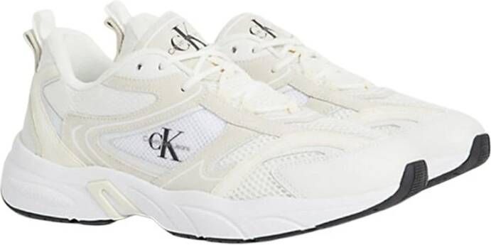 Calvin Klein Witte Mesh Sneakers met Zwarte Details White Heren