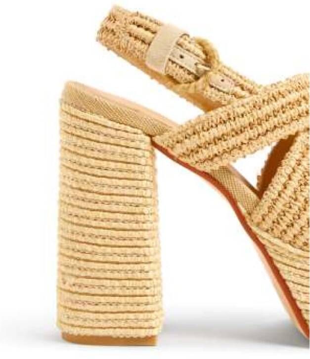 Castañer Handgemaakte natuurlijke raffia sandalen Beige Dames