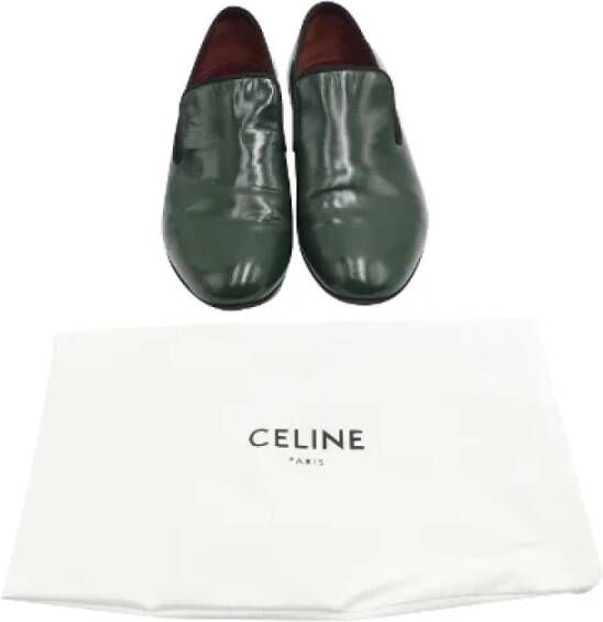 Celine Vintage Pre-owned Leather flats Green Dames