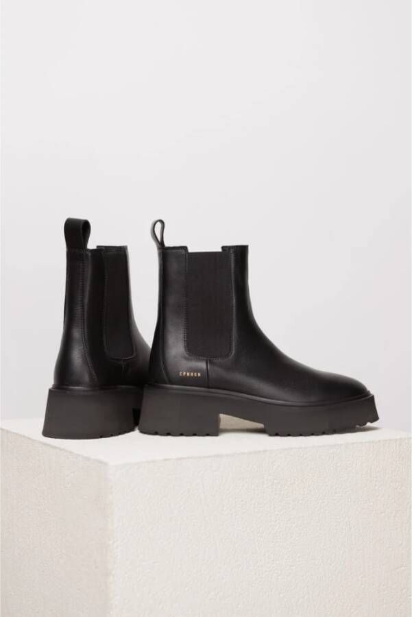 Copenhagen Studios Zwarte Chelsea boots met plateauzool Black Dames