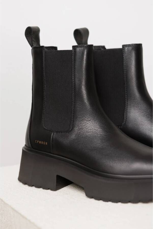 Copenhagen Studios Zwarte Chelsea boots met plateauzool Black Dames