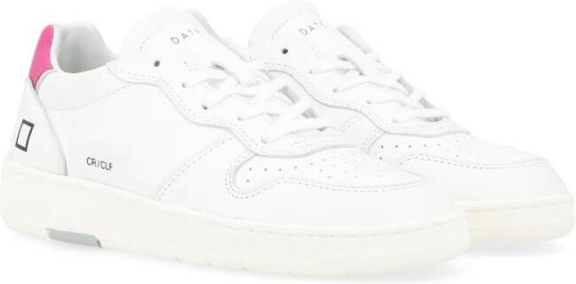 D.a.t.e. Witte en Roze Leren Court Sneaker White Dames