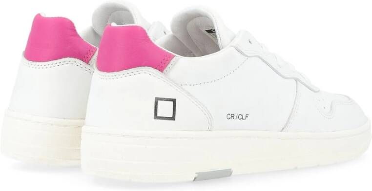 D.a.t.e. Witte en Roze Leren Court Sneaker White Dames