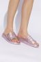 Diesel Sa-Slide D Oval W Metallic slide sandals with Oval D strap Purple Dames - Thumbnail 7