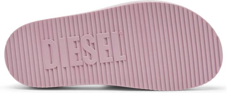 Diesel Sa-Slide D Oval W Metallic slide sandals with Oval D strap Purple Dames