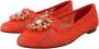 Dolce & Gabbana Rode Taormina Kant Kristallen Ballet Flats Schoenen Red Dames - Thumbnail 12