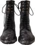 Dolce & Gabbana Black Leather Combat High Boots Shoes Zwart Heren - Thumbnail 2