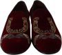 Dolce & Gabbana Prachtige Velvet Loafers met Pistool Hoefijzer Borduursel Red Heren - Thumbnail 9