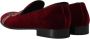 Dolce & Gabbana Prachtige Velvet Loafers met Pistool Hoefijzer Borduursel Red Heren - Thumbnail 10