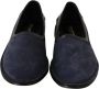 Dolce & Gabbana Blauw lederen geperforeerde slip op loafers schoenen - Thumbnail 13
