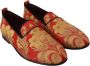 Dolce & Gabbana Rode Gouden Brokaat Loafers Pantoffels Schoenen Yellow Heren - Thumbnail 4