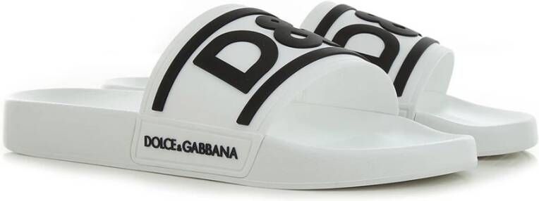Dolce & Gabbana Logo Slippers van Rubber met Ingelegd D&G Logo White Heren