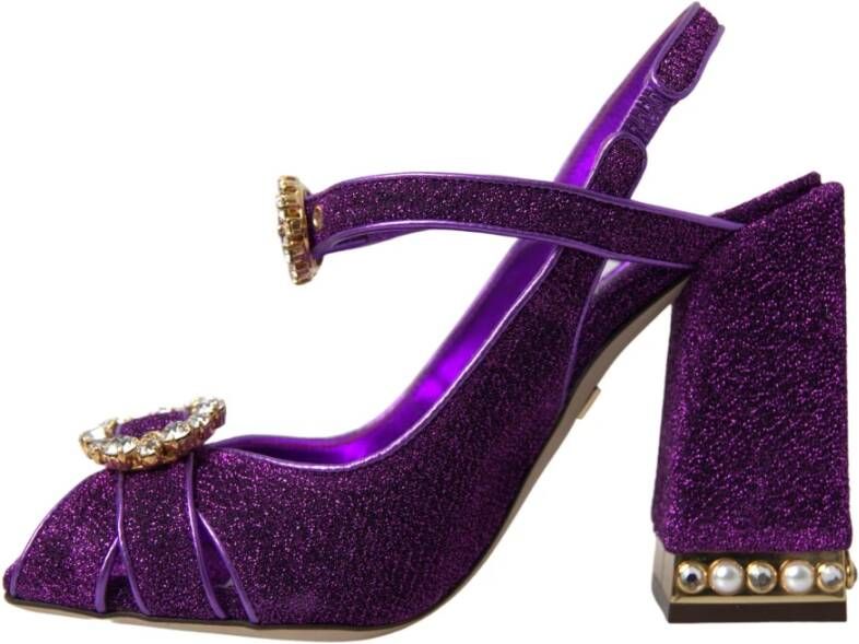 Dolce & Gabbana Paarse Kristal Enkelband Sandalen Purple Dames