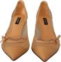 Dolce & Gabbana Peach Mesh Leather Chains Heels Pumps Shoes Beige Dames - Thumbnail 3