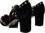 Dolce & Gabbana Zwarte Pearl Crystal Vally Hakken Sandalen Zwart Dames - Thumbnail 4