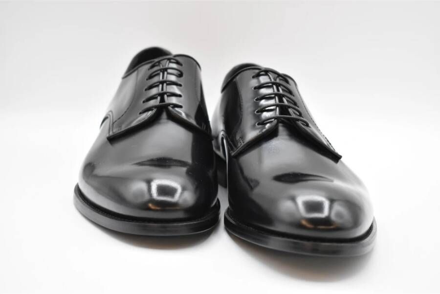 Doucal's Zwarte leren Derby schoenen Black Heren