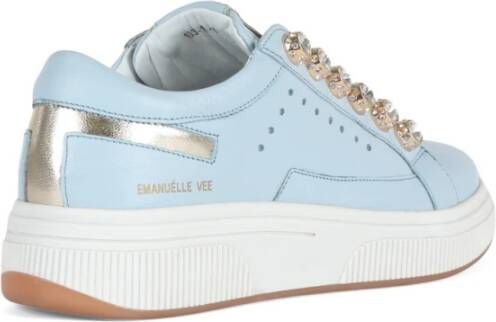Emanuelle Vee July Strass Leren Sneakers Blue Dames