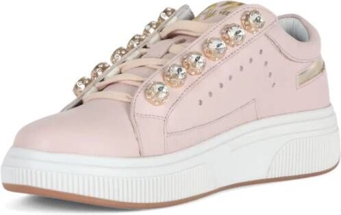 Emanuelle Vee July Strass Leren Sneakers Pink Dames