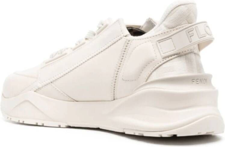 Fendi Logo Print Almond Toe Sneakers White Dames