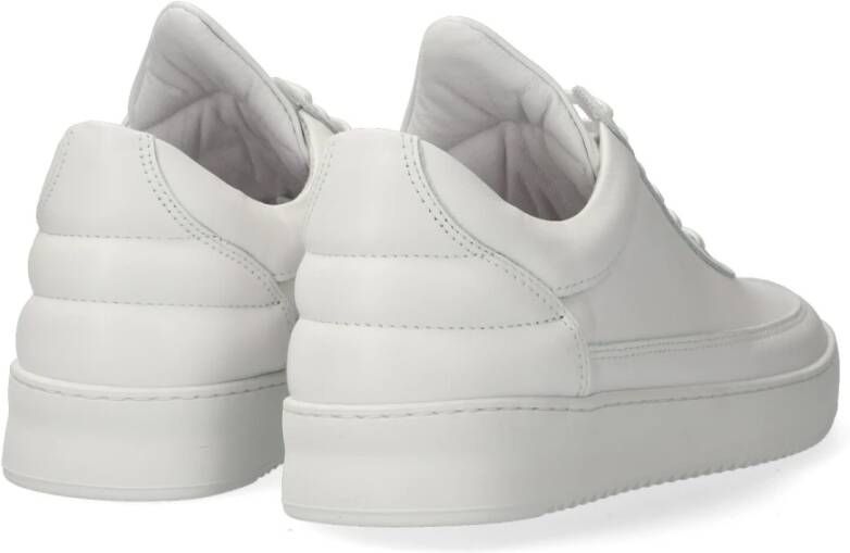 Filling Pieces Witte leren sneakers met geribbelde rubberen zool White Heren