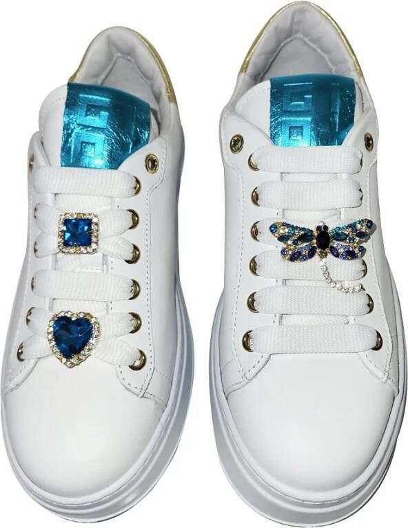 Gio+ Italiaanse Wit Goud Platform Sneakers White Dames