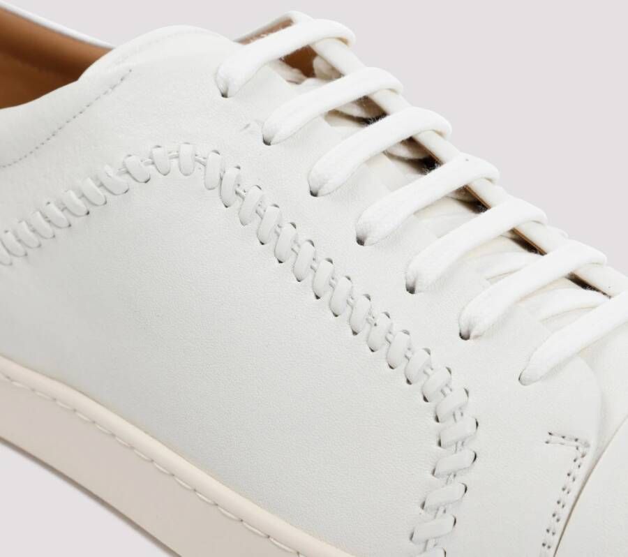 Giorgio Armani Luxe Lamsskin Sneakers White Heren