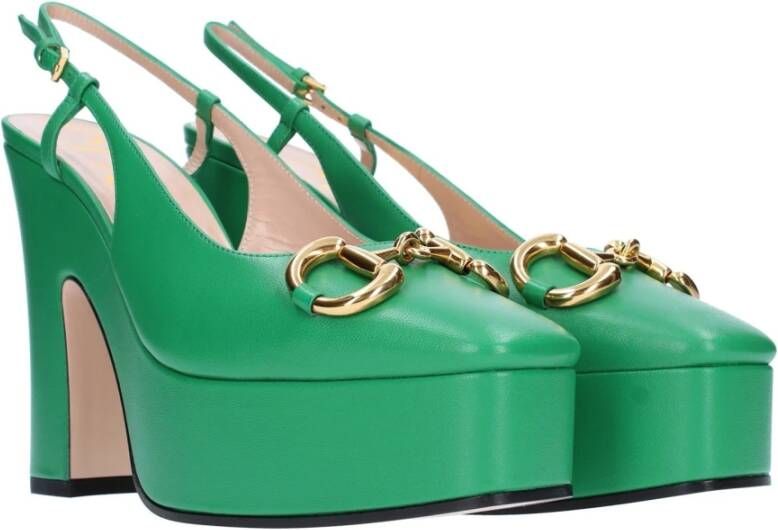 Gucci Leren Slingback Pumps Green Dames