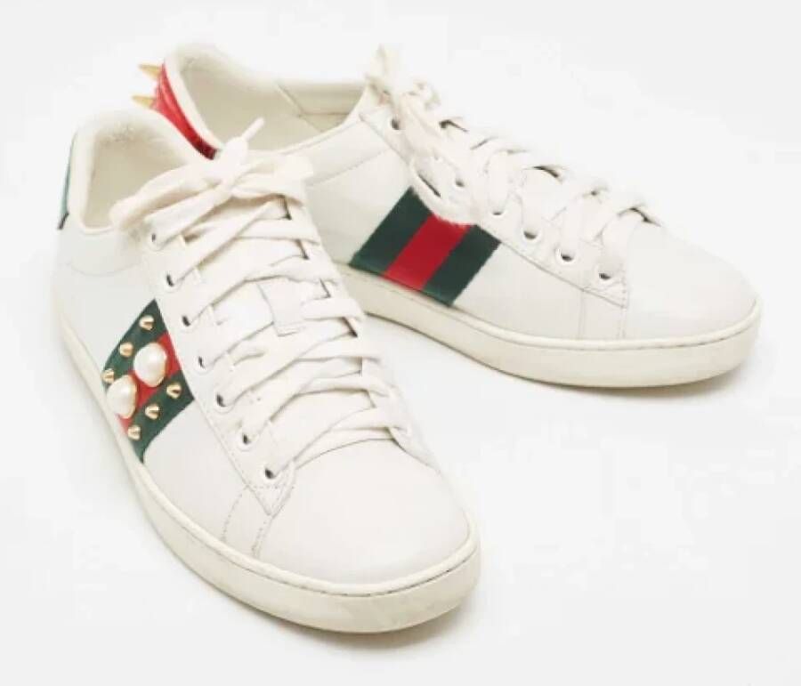 Gucci Vintage Pre-owned Leather sneakers White Dames