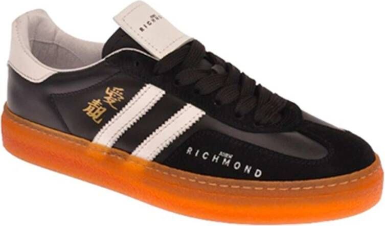 John Richmond Leren sneakers met logo en zijbanden Black Dames