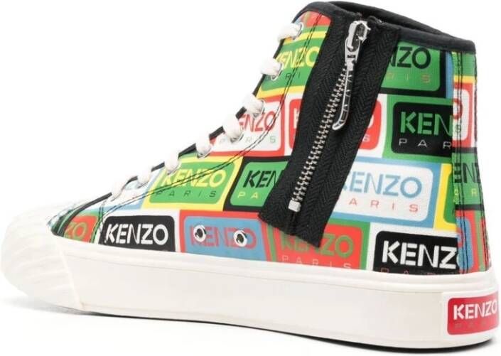 Kenzo Hoge sneakers met all-over logo print Groen Heren