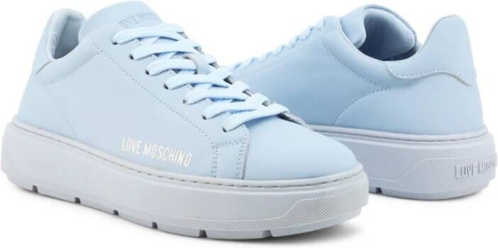 Love Moschino Dames Leren Sneakers Stijl Ja15304G1Gia0 Blauw Dames