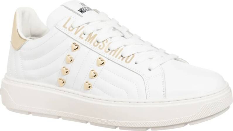 Love Moschino Luxe Leren Sneakers voor Vrouwen White Dames