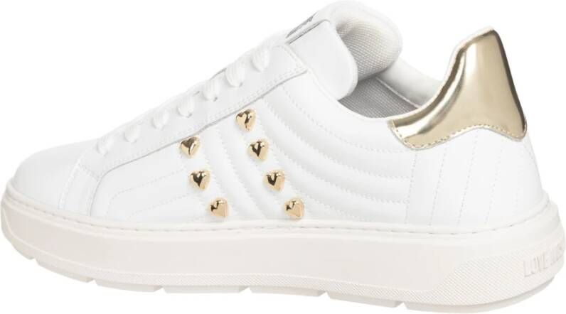 Love Moschino Luxe Leren Sneakers voor Vrouwen White Dames