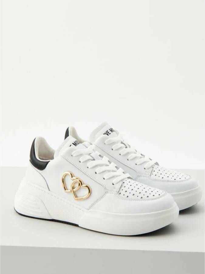 Love Moschino Witte Sneakers met Hartdetail White Dames