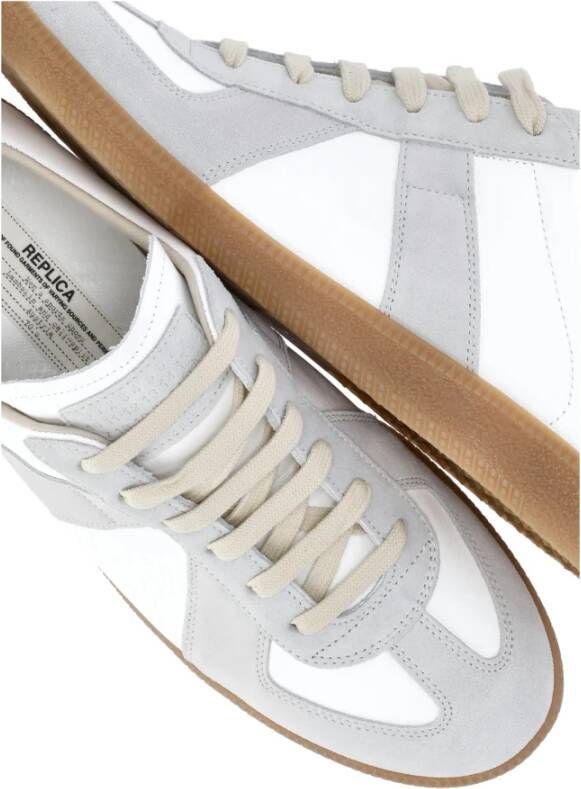 Maison Margiela Witte Leren Sneakers met Grijze Suède Inzetstukken White Heren - Foto 8