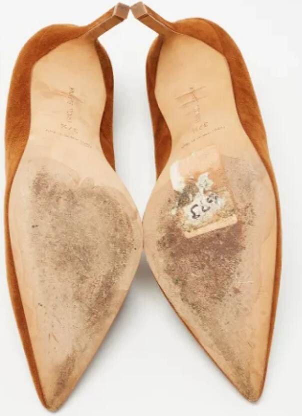 Manolo Blahnik Pre-owned Suede heels Brown Dames